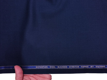 Raymond Superfine Wool Blend Stretched Premium Suiting Fabric (Navy Blue, Textured)