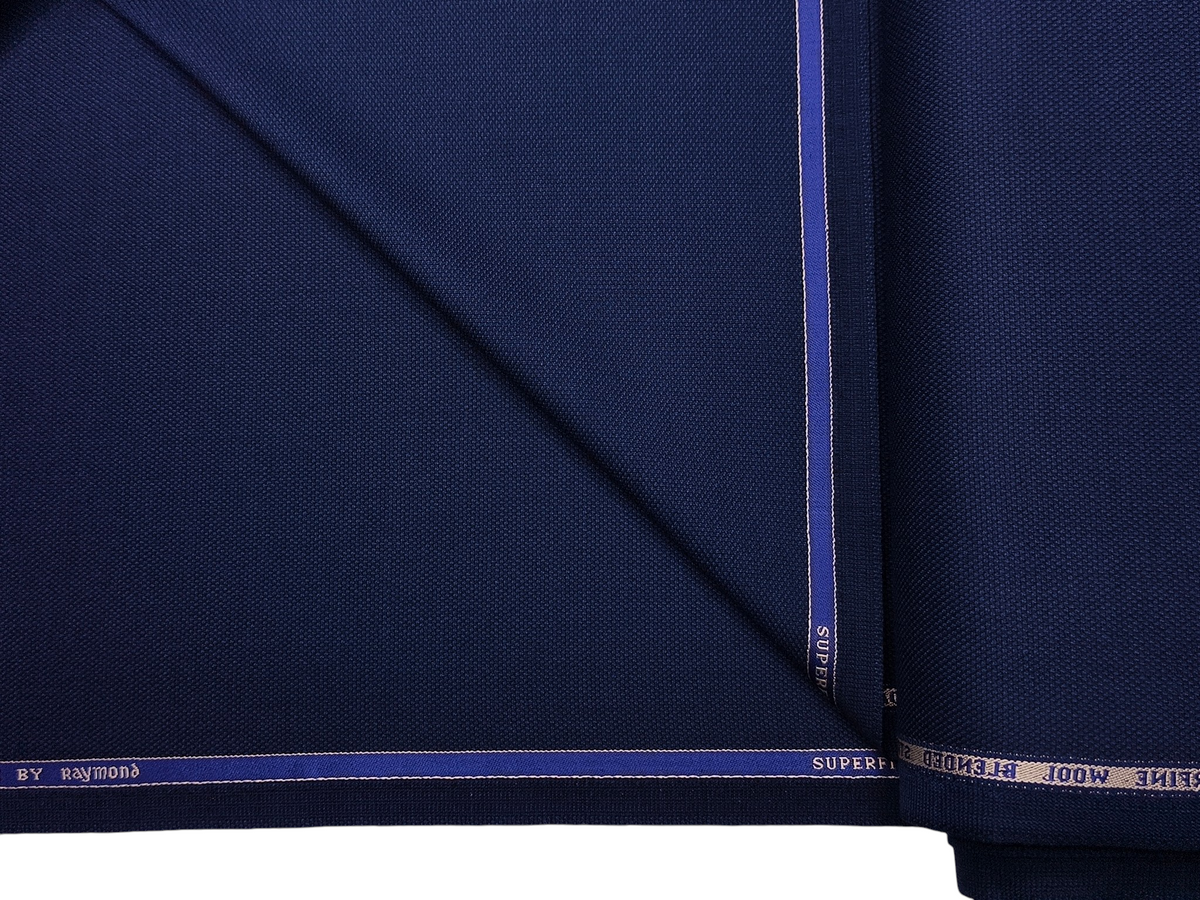 Raymond Superfine Wool Blend Stretched Premium Suiting Fabric (Navy Blue, Textured)