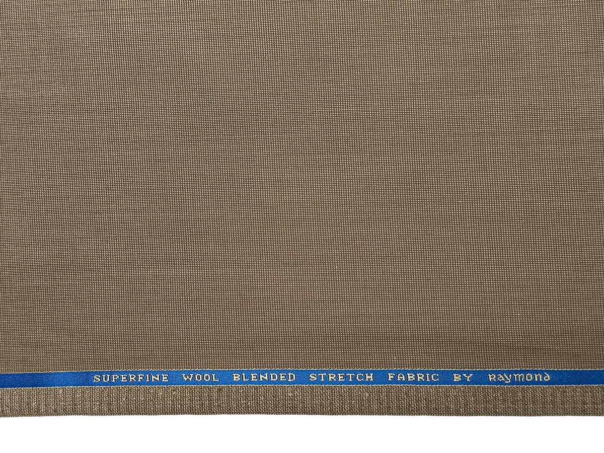 Raymond Superfine Wool Blend Stretched Premium Suiting Fabric (Light Brown, Textured)
