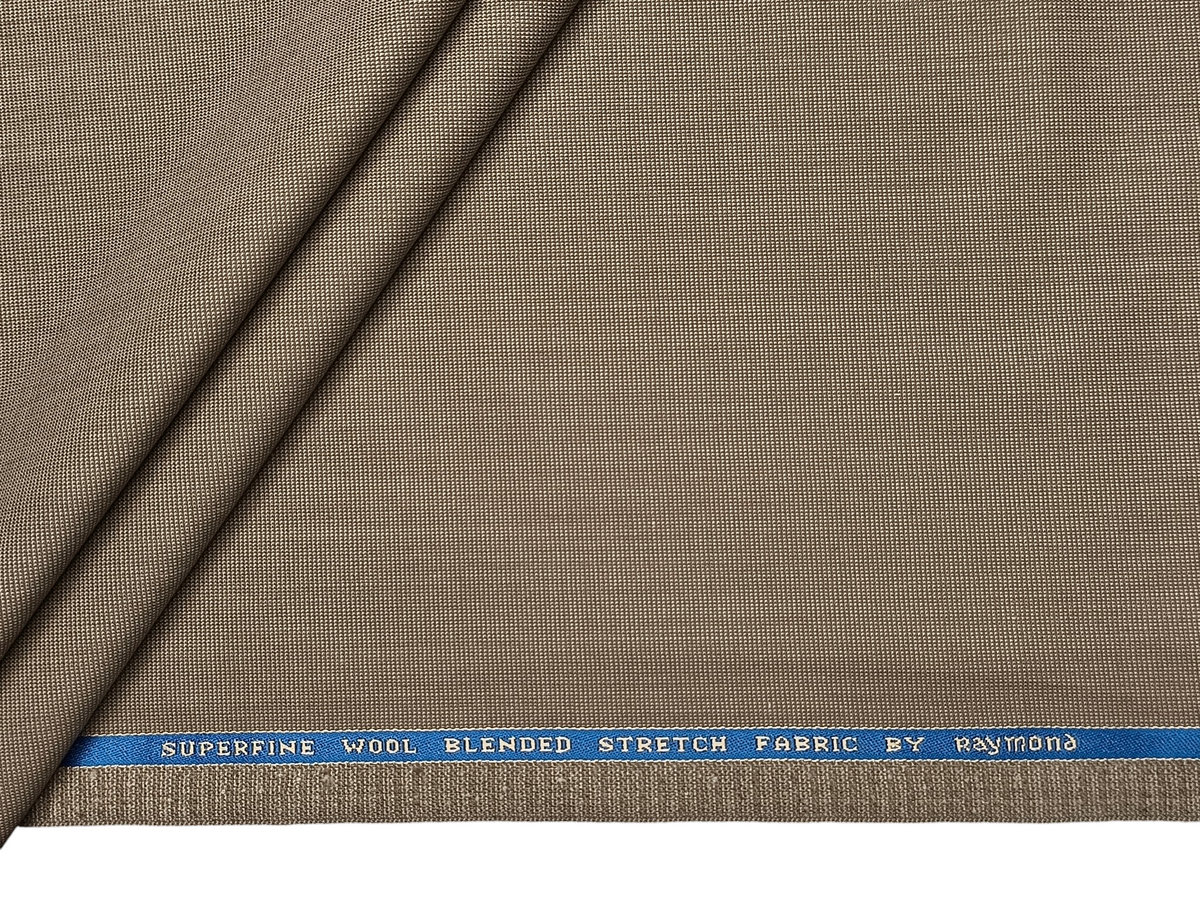 Raymond Superfine Wool Blend Stretched Premium Suiting Fabric (Light Brown, Textured)