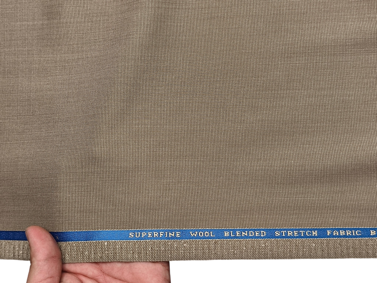 Raymond Superfine Wool Blend Stretched Premium Suiting Fabric (Light Brown, Textured)