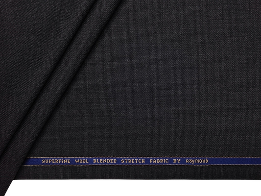 Raymond Superfine Wool Blend Stretched Premium Suiting Fabric (Grey Melange, Textured)
