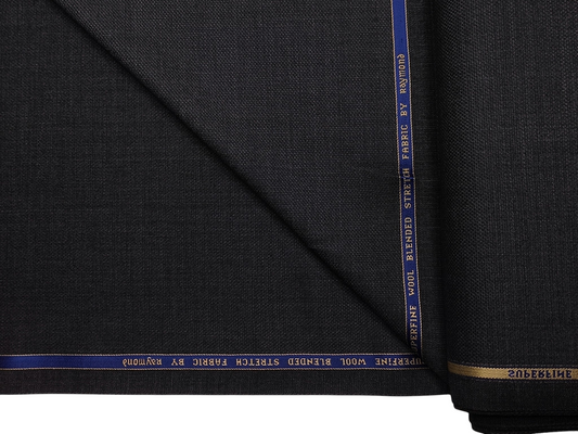 Raymond Superfine Wool Blend Stretched Premium Suiting Fabric (Grey Melange, Textured)