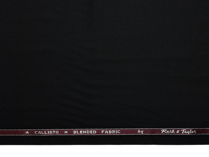 Reid & Taylor Callisto Wool Blended Premium Suiting Fabric (Black, Twill Weave)