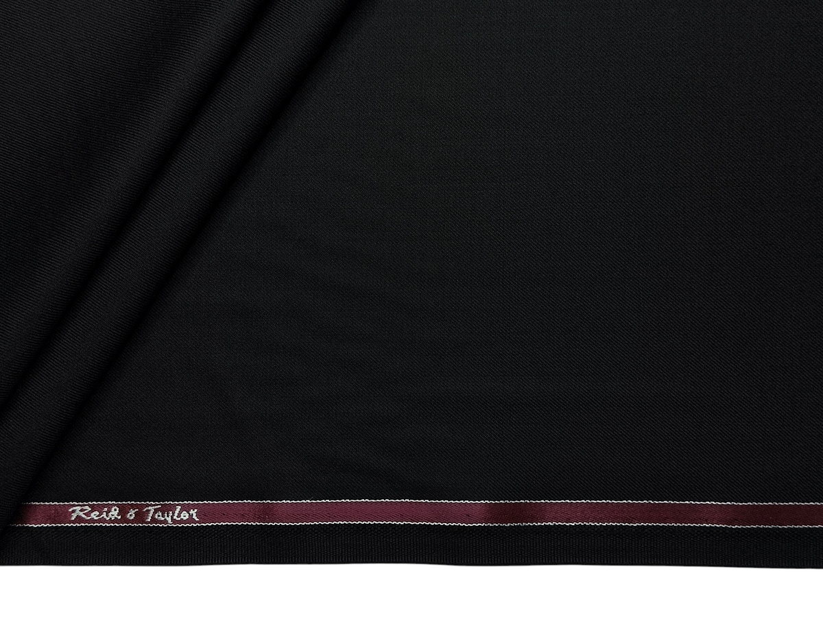 Reid & Taylor Callisto Wool Blended Premium Suiting Fabric (Black, Twill Weave)