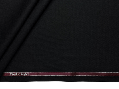 Reid & Taylor Callisto Wool Blended Premium Suiting Fabric (Black, Twill Weave)