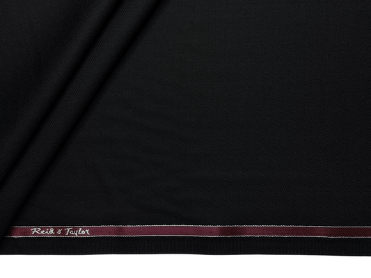 Reid & Taylor Callisto Wool Blended Premium Suiting Fabric (Black, Twill Weave)