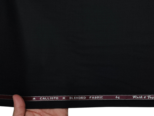 Reid & Taylor Callisto Wool Blended Premium Suiting Fabric (Black, Twill Weave)