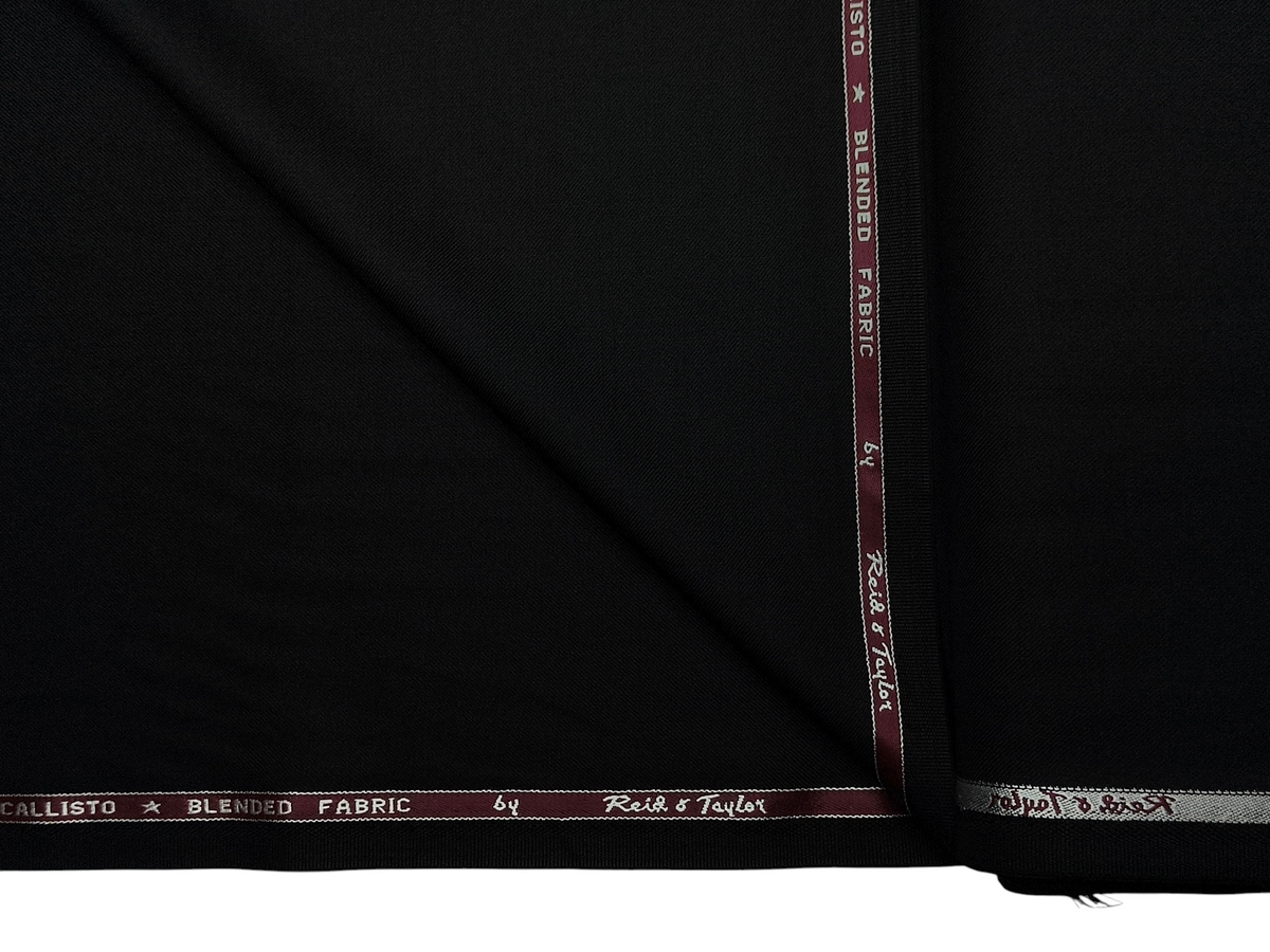 Reid & Taylor Callisto Wool Blended Premium Suiting Fabric (Black, Twill Weave)