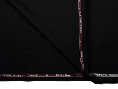Reid & Taylor Callisto Wool Blended Premium Suiting Fabric (Black, Twill Weave)