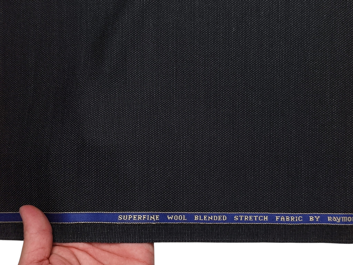 Raymond Superfine Wool Blend Stretched Premium Suiting Fabric (Charcoal Grey, Dobby Weave)