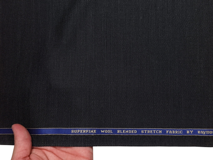 Raymond Superfine Wool Blend Stretched Premium Suiting Fabric (Charcoal Grey, Dobby Weave)