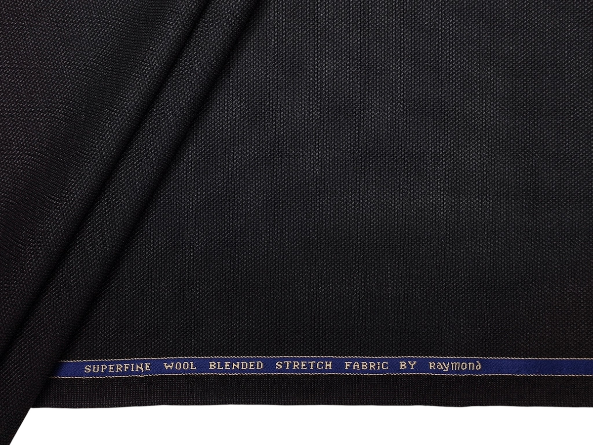 Raymond Superfine Wool Blend Stretched Premium Suiting Fabric (Charcoal Grey, Dobby Weave)