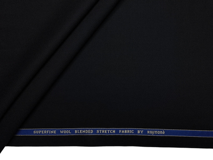 Raymond Superfine Wool Blend Stretched Premium Suiting Fabric (Black, Textured)
