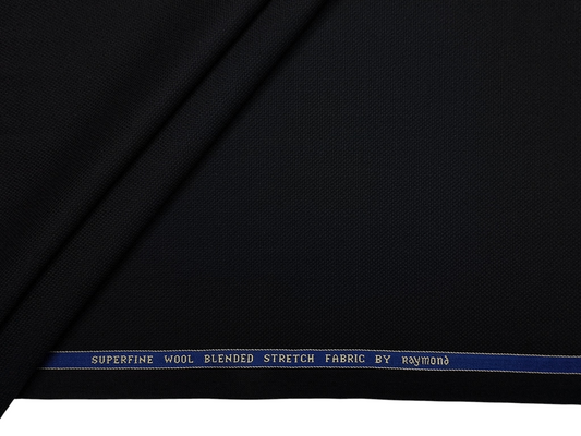 Raymond Superfine Wool Blend Stretched Premium Suiting Fabric (Black, Textured)