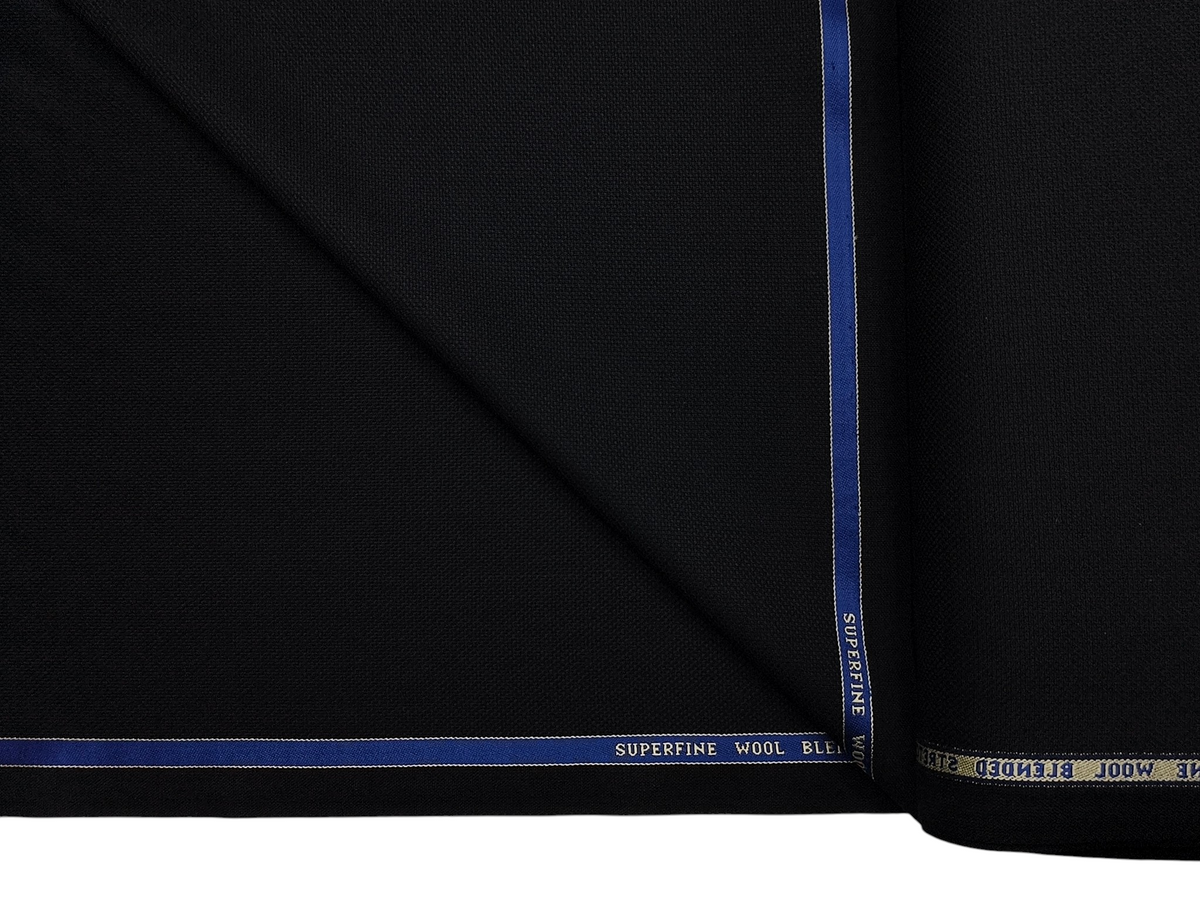 Raymond Superfine Wool Blend Stretched Premium Suiting Fabric (Black, Textured)