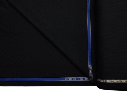 Raymond Superfine Wool Blend Stretched Premium Suiting Fabric (Black, Textured)