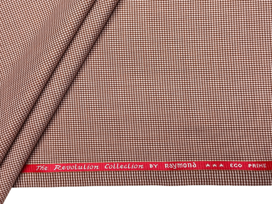 Raymond The Revolution Collection Super 70's Wool blend Suiting Fabric (White & Rust, Micro Houndstooth)