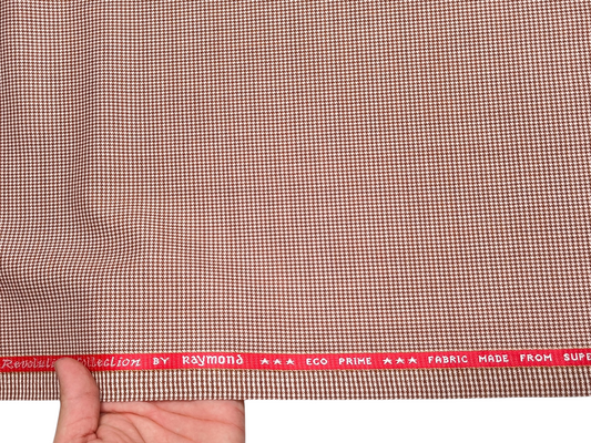Raymond The Revolution Collection Super 70's Wool blend Suiting Fabric (White & Rust, Micro Houndstooth)