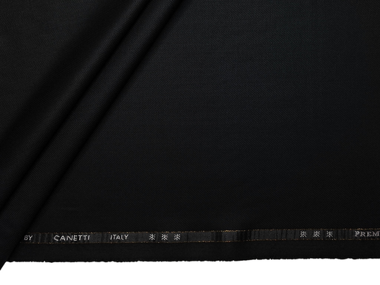 Canetti Italy 2PLY Premium TR Suiting Fabric (Black, Herringbone)