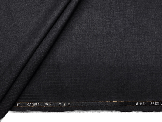 Canetti Italy Premium TR Stretched Suiting Fabric (Charcoal Grey, Stripes)