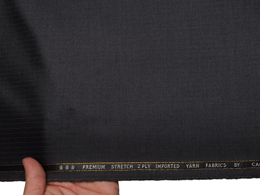 Canetti Italy Premium TR Stretched Suiting Fabric (Charcoal Grey, Stripes)