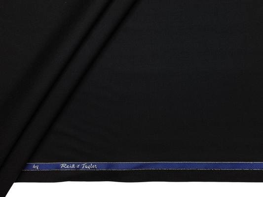 Reid & Taylor Gomeisa Super 100s Wool Blended Premium Suiting Fabric (Black, Plain)