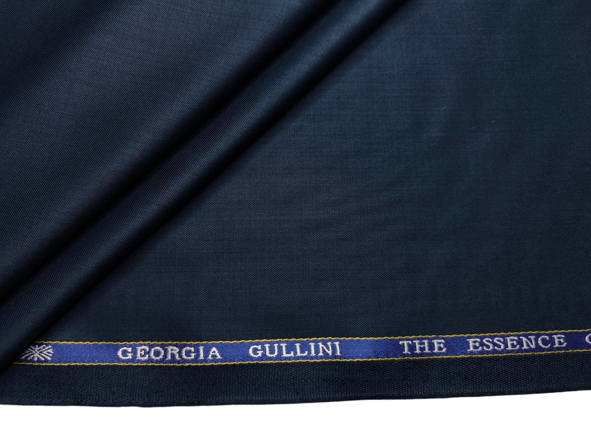 Georgia Gullini Italy Carino Super 110s Merino Wool Blended Premium Suiting Fabric (Dark Teal Blue, Plain)