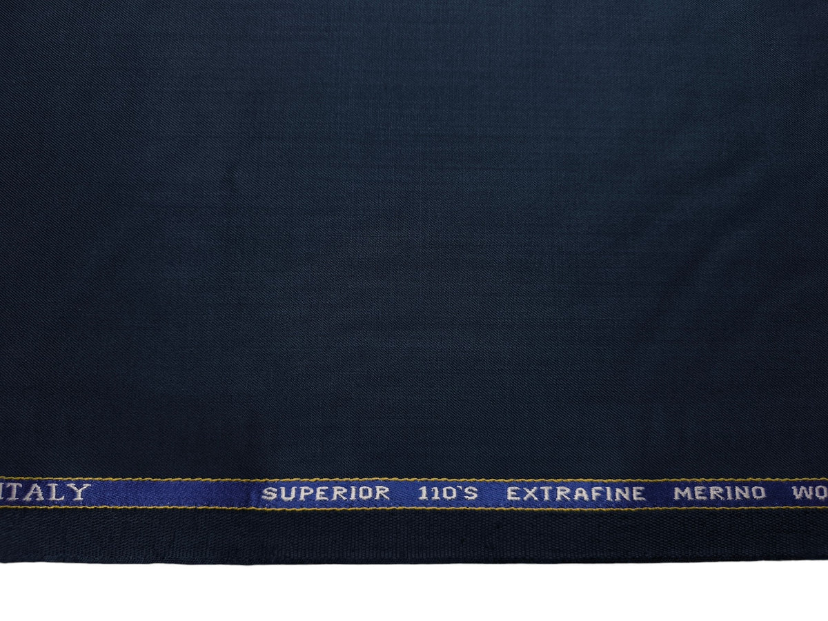 Georgia Gullini Italy Carino Super 110s Merino Wool Blended Premium Suiting Fabric (Dark Teal Blue, Plain)