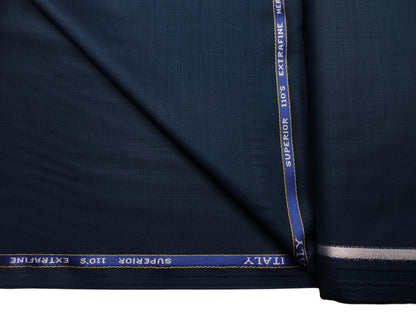 Georgia Gullini Italy Carino Super 110s Merino Wool Blended Premium Suiting Fabric (Dark Teal Blue, Plain)