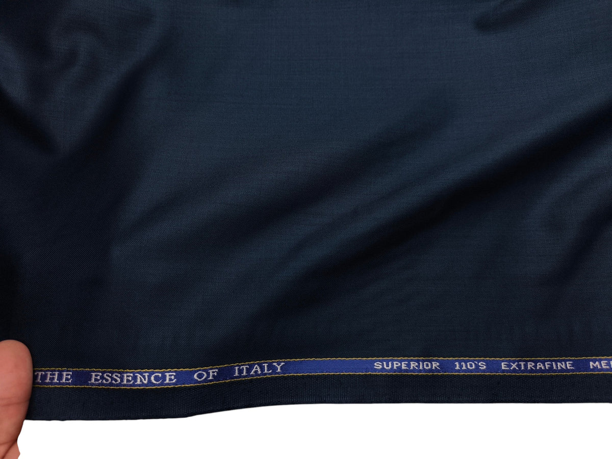 Georgia Gullini Italy Carino Super 110s Merino Wool Blended Premium Suiting Fabric (Dark Teal Blue, Plain)