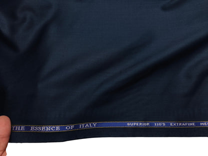 Georgia Gullini Italy Carino Super 110s Merino Wool Blended Premium Suiting Fabric (Dark Teal Blue, Plain)