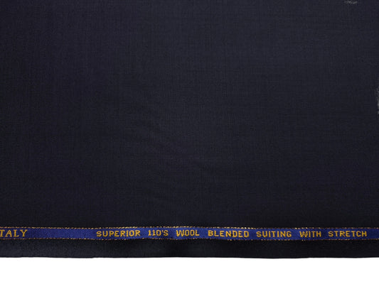 Georgia Gullini Italy Rimbalzo Super 110s Wool Blend Stretched Suiting Fabric (Deep Navy Blue, Plain)