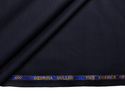 Georgia Gullini Italy Rimbalzo Super 110s Wool Blend Stretched Suiting Fabric (Deep Navy Blue, Plain)