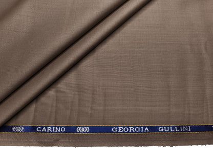 Georgia Gullini Italy Carino Super 110s Merino Wool Blended Premium Suiting Fabric (Light Brown, Plain)