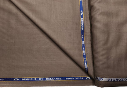 Georgia Gullini Italy Carino Super 110s Merino Wool Blended Premium Suiting Fabric (Light Brown, Plain)