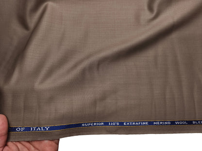 Georgia Gullini Italy Carino Super 110s Merino Wool Blended Premium Suiting Fabric (Light Brown, Plain)