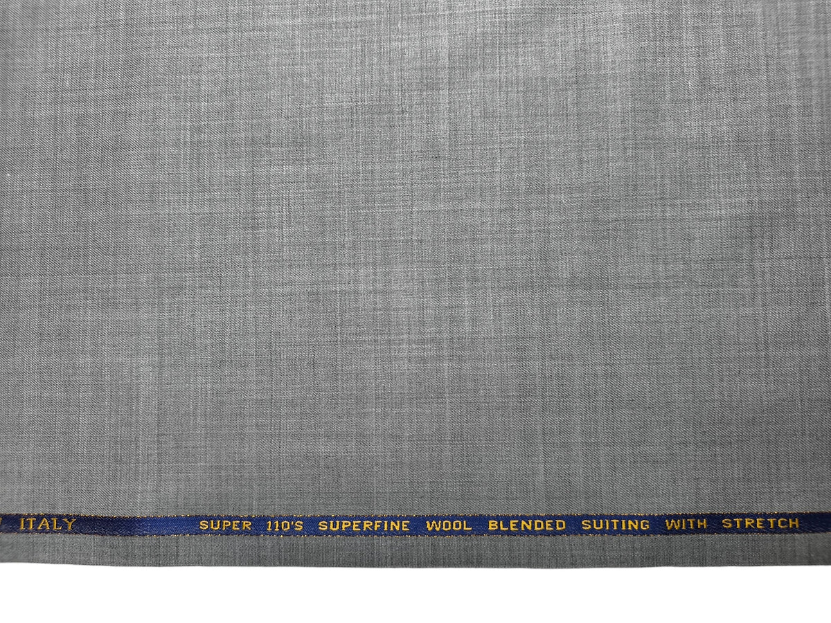 Georgia Gullini Italy Rimbalzo Super 110s Wool Blend Stretched Suiting Fabric (Light Grey, Plain)