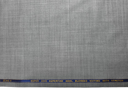 Georgia Gullini Italy Rimbalzo Super 110s Wool Blend Stretched Suiting Fabric (Light Grey, Plain)