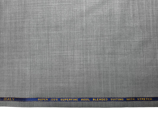 Georgia Gullini Italy Rimbalzo Super 110s Wool Blend Stretched Suiting Fabric (Light Grey, Plain)