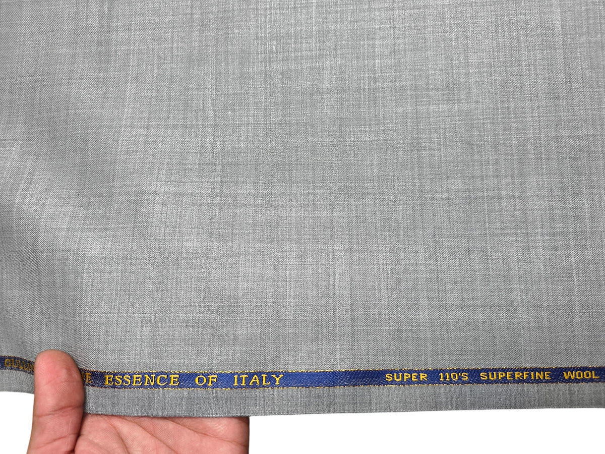 Georgia Gullini Italy Rimbalzo Super 110s Wool Blend Stretched Suiting Fabric (Light Grey, Plain)