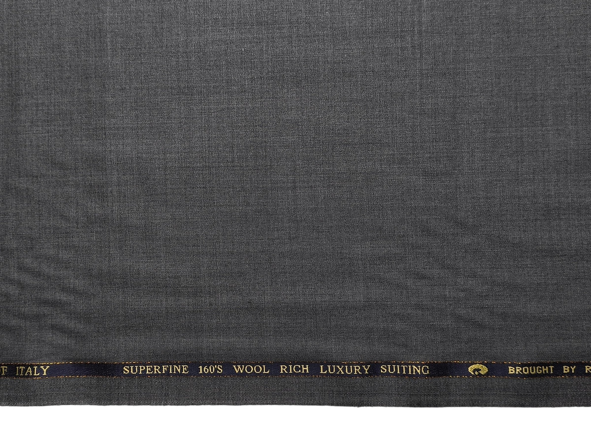 Georgia Gullini Italy Re Della Moda 70% Wool Super 160s Wool Blended Premium Suiting Fabric (Grey Melange, Plain)