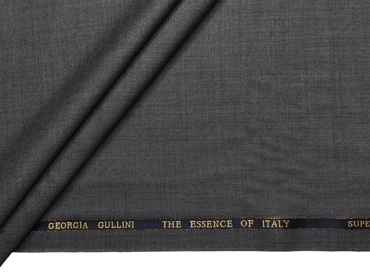Georgia Gullini Italy Re Della Moda 70% Wool Super 160s Wool Blended Premium Suiting Fabric (Grey Melange, Plain)