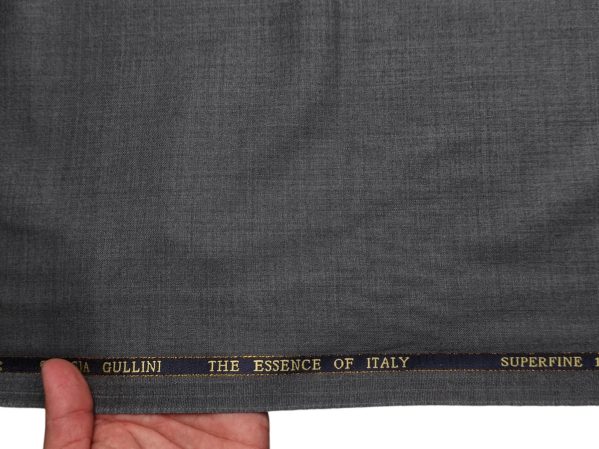Georgia Gullini Italy Re Della Moda 70% Wool Super 160s Wool Blended Premium Suiting Fabric (Grey Melange, Plain)