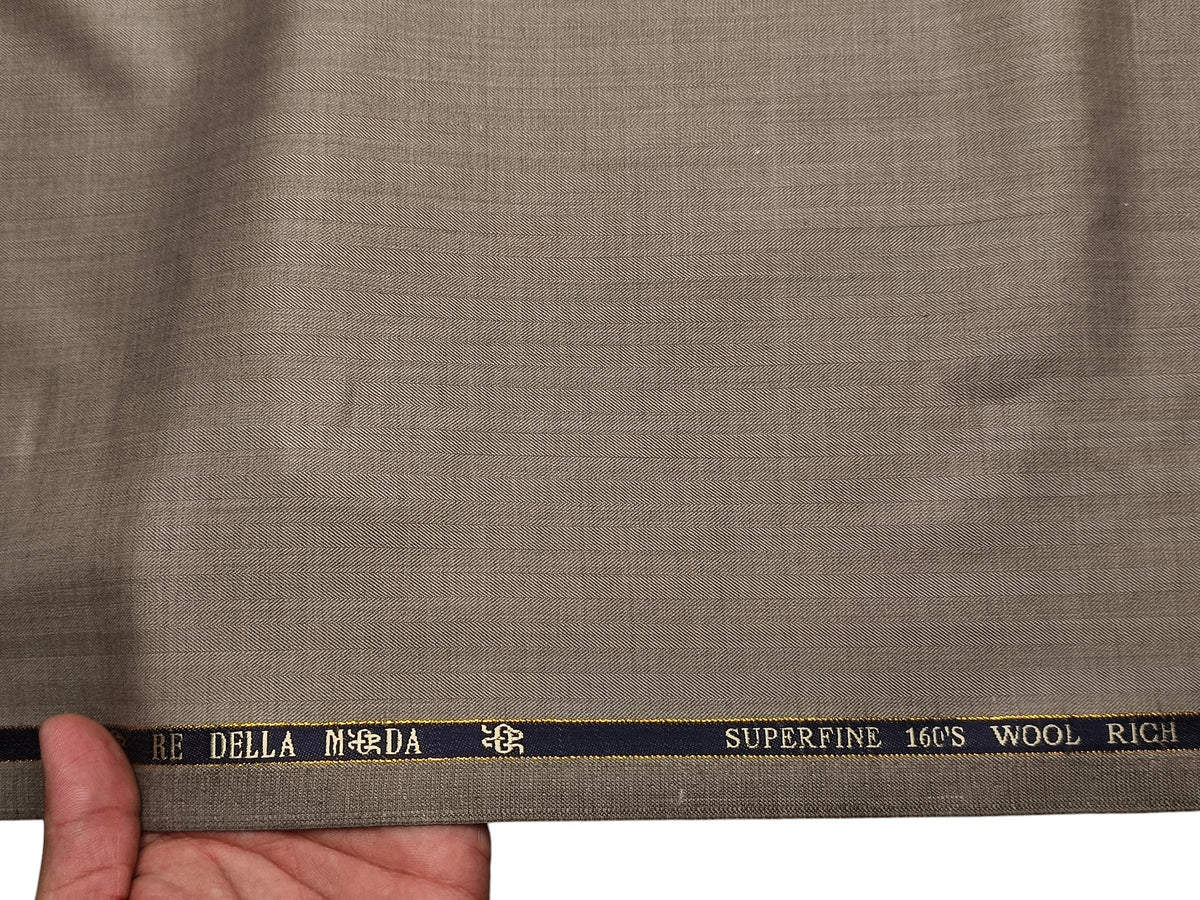 Georgia Gullini Italy Re Della Moda 70% Wool Super 160s Wool Blended Premium Suiting Fabric (Beige, Herringbone)
