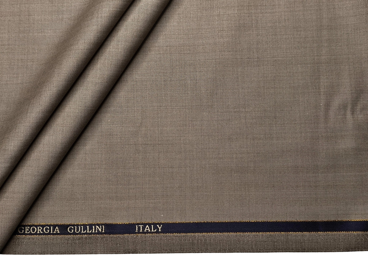 Georgia Gullini Italy Re Della Moda 70% Wool Super 160s Wool Blended Premium Suiting Fabric (Beige, Herringbone)