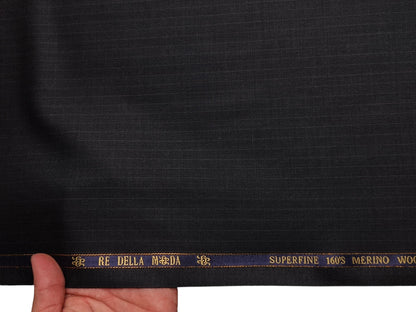 Georgia Gullini Italy Re Della Moda Super 160s Merino Wool Blended Premium Suiting Fabric (Charcoal Grey, Pinstripes)