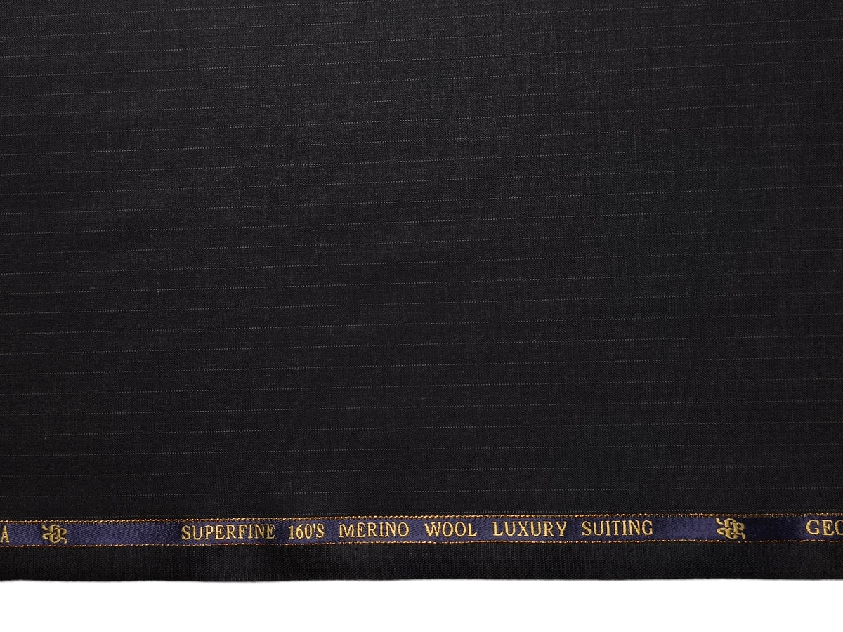 Georgia Gullini Italy Re Della Moda Super 160s Merino Wool Blended Premium Suiting Fabric (Charcoal Grey, Pinstripes)