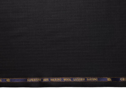 Georgia Gullini Italy Re Della Moda Super 160s Merino Wool Blended Premium Suiting Fabric (Charcoal Grey, Pinstripes)