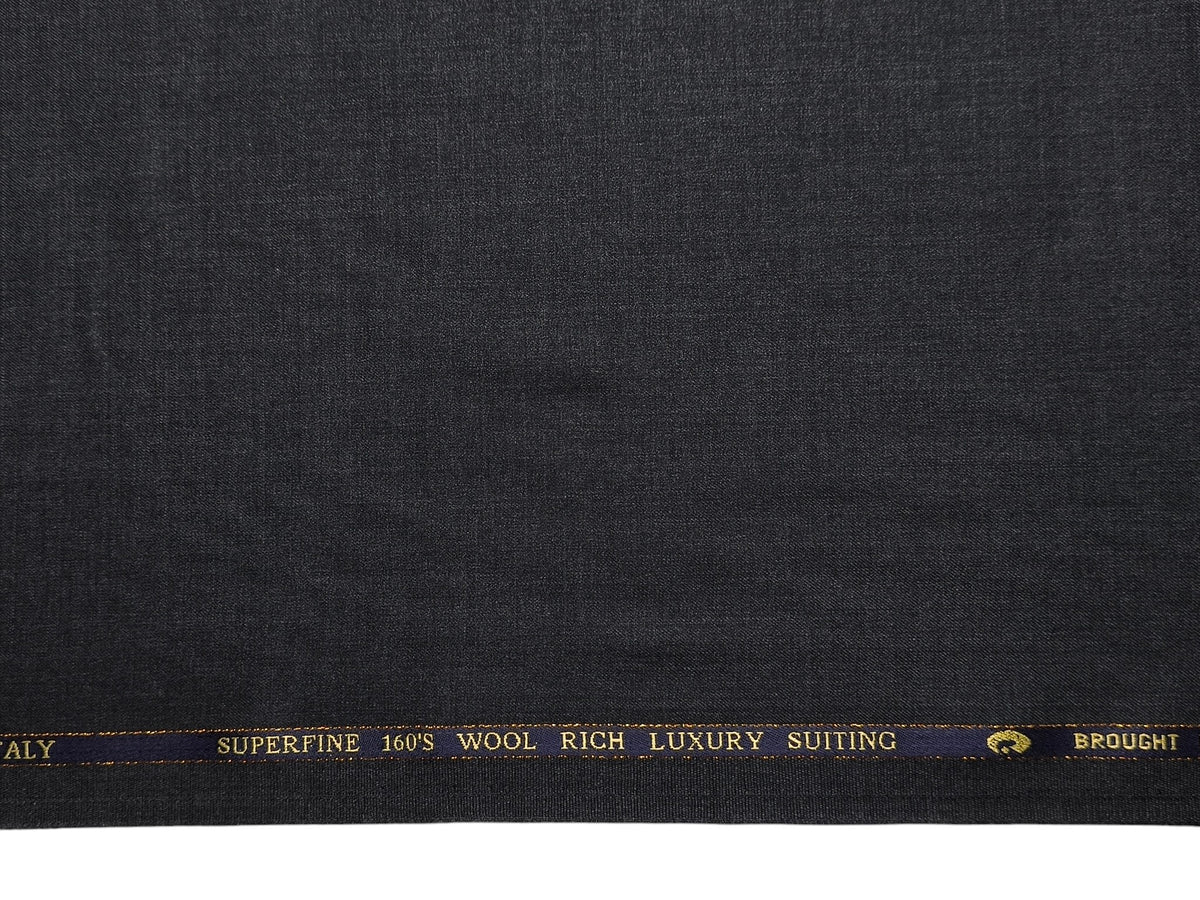 Georgia Gullini Italy Re Della Moda 70% Wool Super 160s Wool Blended Premium Suiting Fabric (Charcoal Grey, Plain)